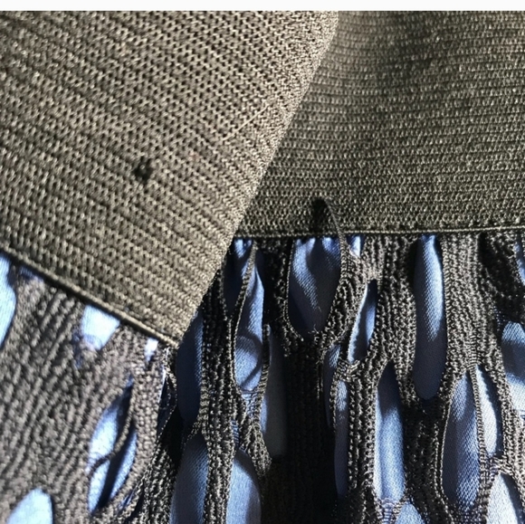 Robert Rodriguez Blue with black webbing overlay fringe hem size 4 small - Picture 7 of 7